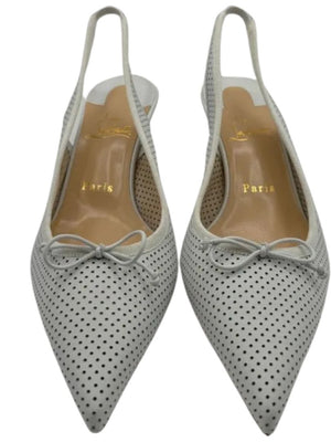 Christian Louboutin HALL SLING PUMP Perforated Leather Heels - Suze 39.5 *NEW*