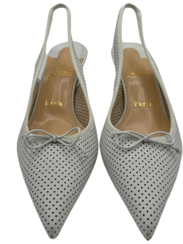 Christian Louboutin HALL SLING PUMP Perforated Leather Heels - Suze 39.5 *NEW*