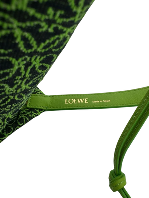 LOEWE Jacquard Anagram Calfskin Small Cubi Bag Apple Green