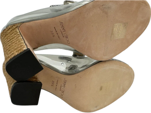 Jimmy Choo "Ling" Jeweled Plexi Slide Sandal with Rope Heel