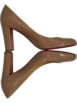 Christian Louboutin Patent Gena 85 Pumps Nude *NEW*