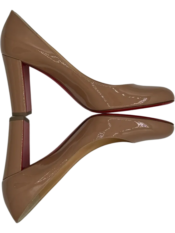 Christian Louboutin Patent Gena 85 Pumps Nude *NEW*