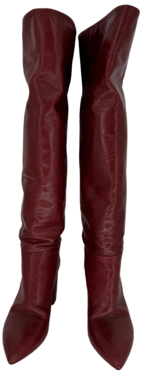 Prada burgundy leather Cuban slouchy slip-on boots - Size 39