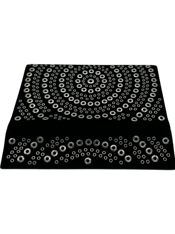 ALAIA Suede Eyelet Embellished Oeillets Pochette Black