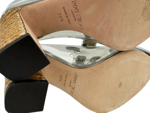 Jimmy Choo "Ling" Jeweled Plexi Slide Sandal with Rope Heel