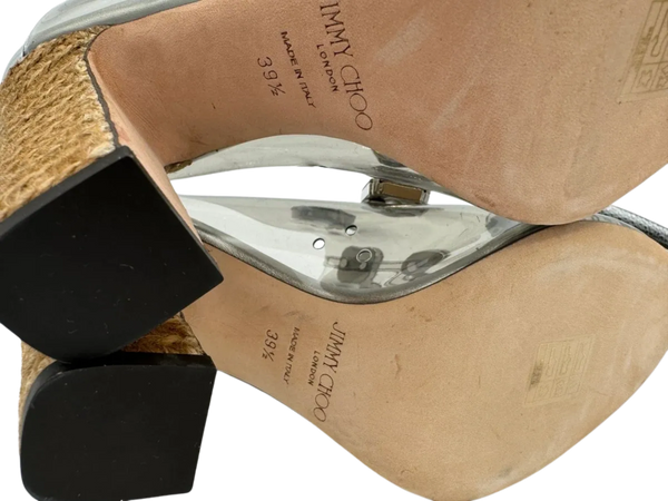 Jimmy Choo "Ling" Jeweled Plexi Slide Sandal with Rope Heel