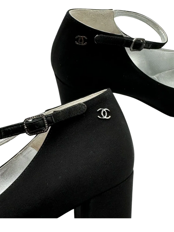 Chanel Crepe Satin Mary Jane Pumps Size 39.5
