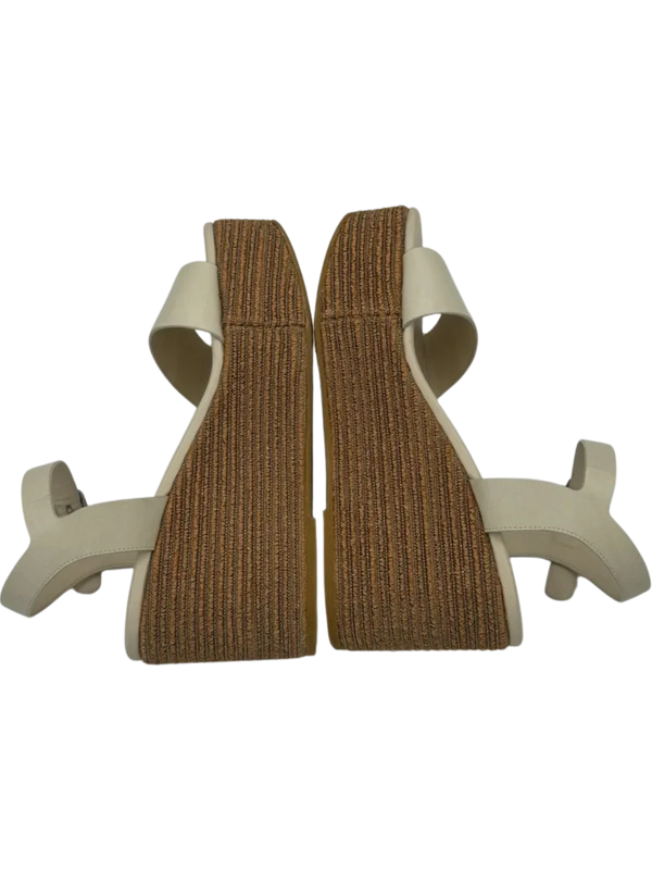 Brunello Cucinelli Stripe Platform Leather Wedge Sandals *NEW*