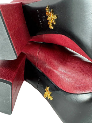 Prada burgundy leather Cuban slouchy slip-on boots - Size 39