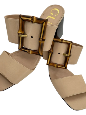 Gucci Beige Sandal With Bamboo Buckle