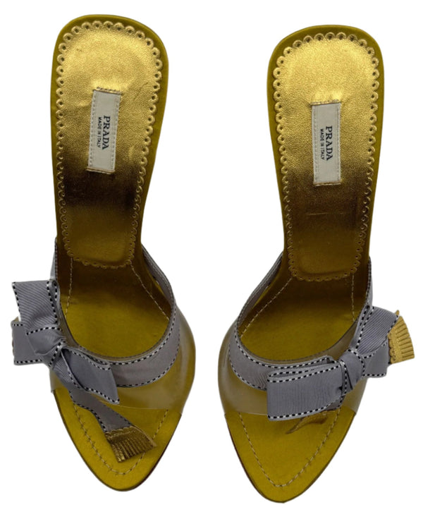 Prada Vintage Purple Ribbon and Pink Velvet Pumps - 38 EU