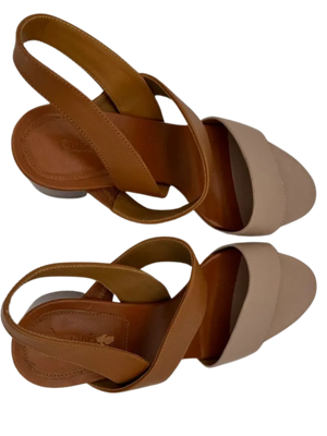 Chloe Mia Two Tone Block Heel Sandals