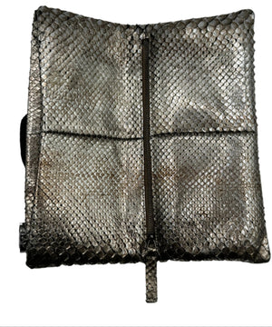 Chanel Camellia Python Fold Over Clutch