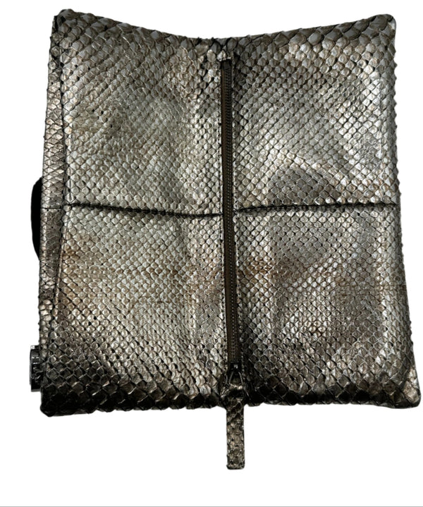 Chanel Camellia Python Fold Over Clutch