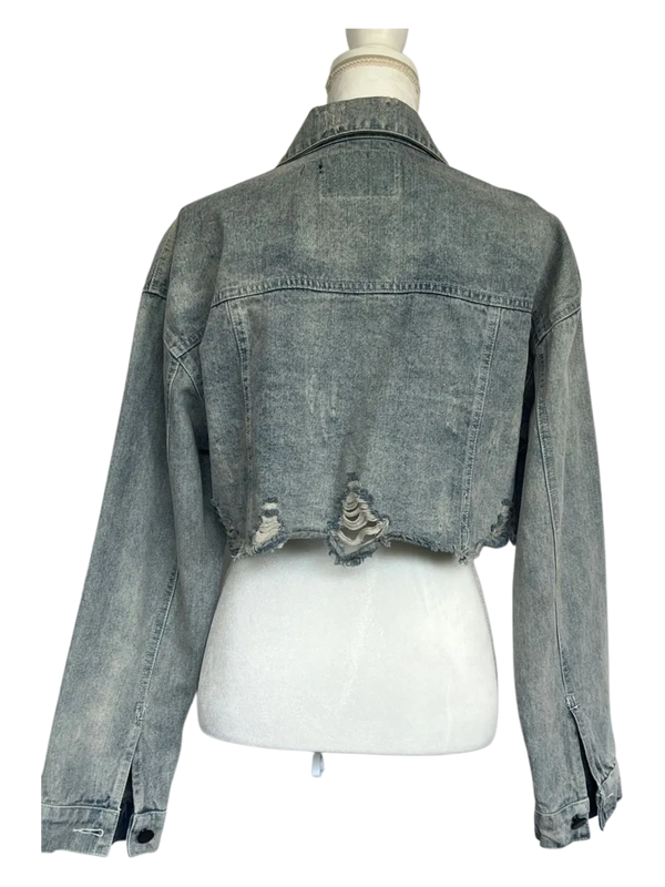 Alexander Wang Distressed Denim Crop Jacket