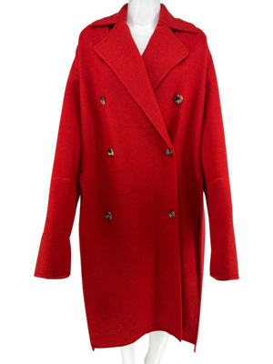 Celine Red double-faced Cashmere Oversized Peacoat. Size: 38/6