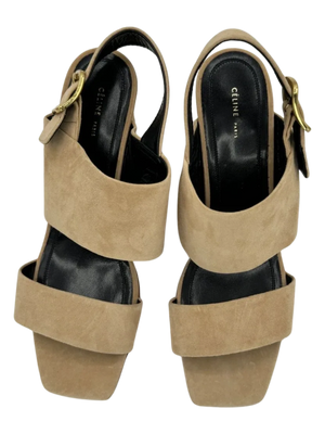 Celine Slingback Sandals Beige Suede *NEW*