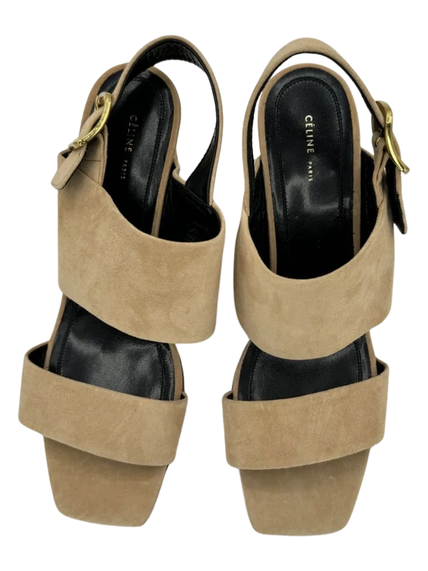 Celine Slingback Sandals Beige Suede *NEW*