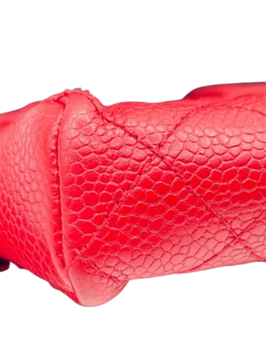 Chanel Red Quilted Leather CC Pouch