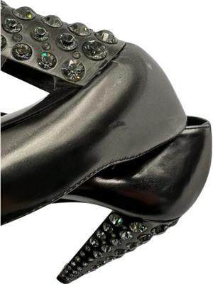 Miu Miu Lame Jeweled Heels