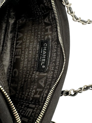 Chanel Black Satin Baguette Pochette Beaded Shoulder Bag