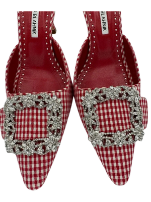 MANOLO BLAHNIK Gingham Hangisi Mules