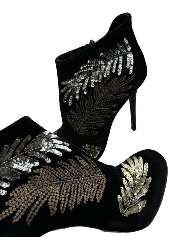 Roger Vivier Metallic Sequin Booties - Size 39.5