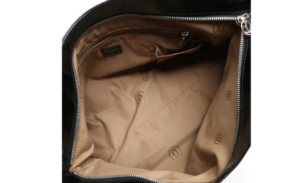 Cartier Large Handbag in Black Patent Leather