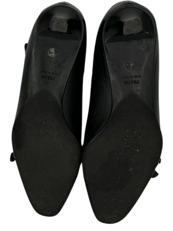 Prada Bow & Buckle Stitched Kitten Heels - Prada