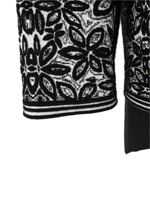 Alaia Iconic knit Poncho/Hoodie Long Sleeve Black and White Floral – Size 40/ US 10