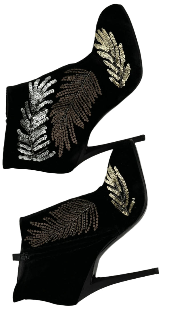 Roger Vivier Metallic Sequin Booties - Size 39.5