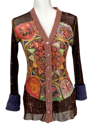 Jean Paul Gaultier F/W 1998  Zodiac/Astrology Mesh Cardigan- Vintage
