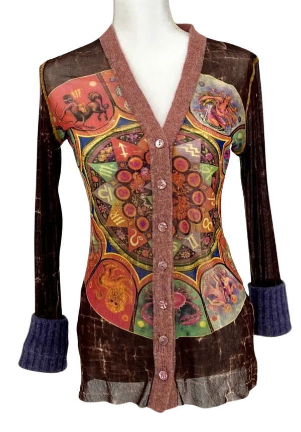 Jean Paul Gaultier F/W 1998  Zodiac/Astrology Mesh Cardigan- Vintage