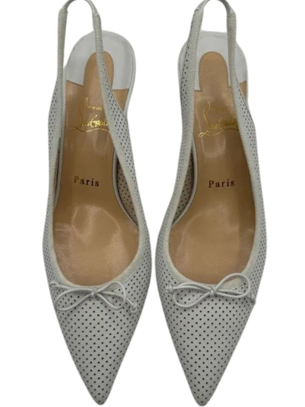 Christian Louboutin HALL SLING PUMP Perforated Leather Heels - Suze 39.5 *NEW*