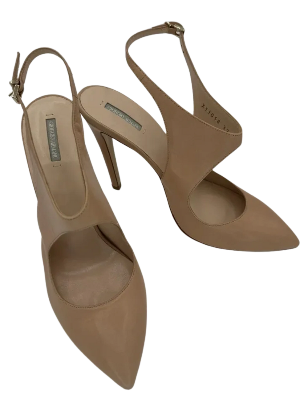 Giorgio Armani Nude Leather Slingbacks *NEW*