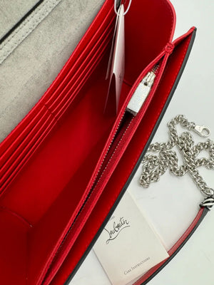 CHRISTIAN LOUBOUTIN Patent Striped Spikes Paloma Clutch BRAND NEW