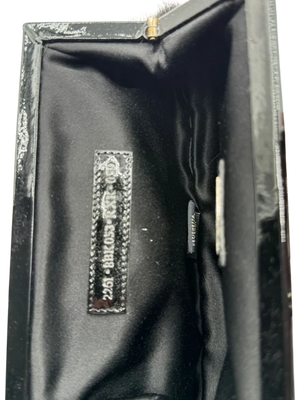 FENDI Mini Baguette Black Fur and Rhinestone/Silver Hardware