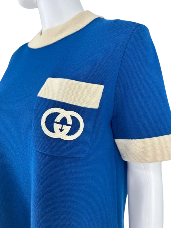Gucci Blue Knit Wool Mini Dress – Size Large