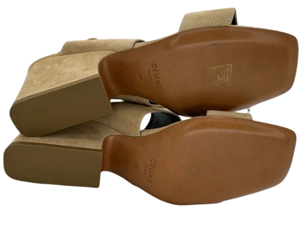 Celine Slingback Sandals Beige Suede *NEW*