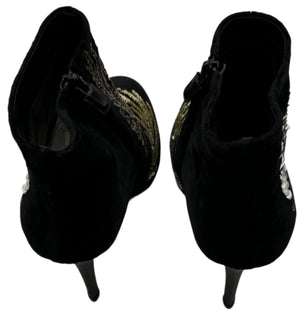 Roger Vivier Metallic Sequin Booties - Size 39.5