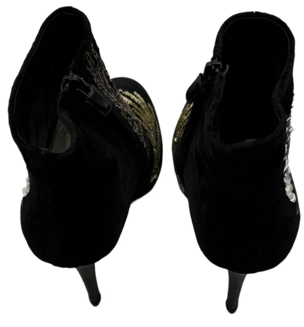 Roger Vivier Metallic Sequin Booties - Size 39.5