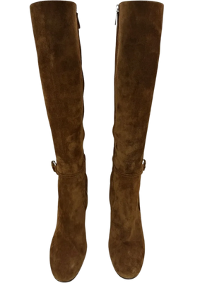 Gianvito Rossi $1200 Rust Suede Knee High Buckle Boots 39/9 - NEW