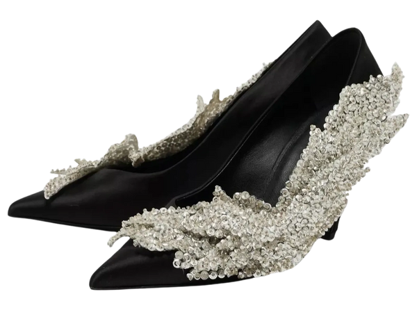 BALENCIAGA Sequin-embellished satin pumps *NEW*