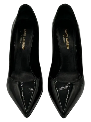 Saint Laurent Black Patent Leather Pointed Toe Pumps - Sz 38.5