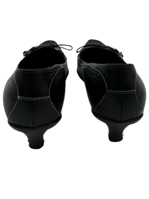 Prada Bow & Buckle Stitched Kitten Heels - Prada
