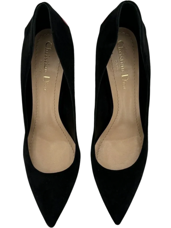 Dior "Dioramour" Heart adorned embroidered suede pumps Size 39