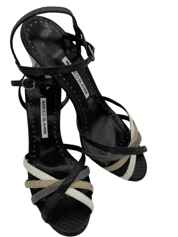 Manolo Blahnik "Masilva" Multi Colored Snakeskin Sandal *NEW*