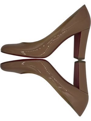 Christian Louboutin Patent Gena 85 Pumps Nude *NEW*