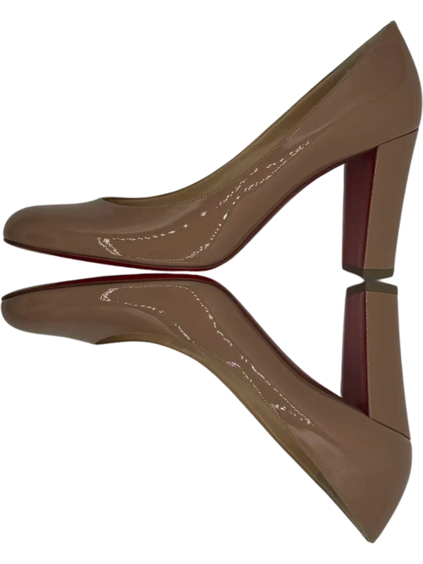 Christian Louboutin Patent Gena 85 Pumps Nude *NEW*