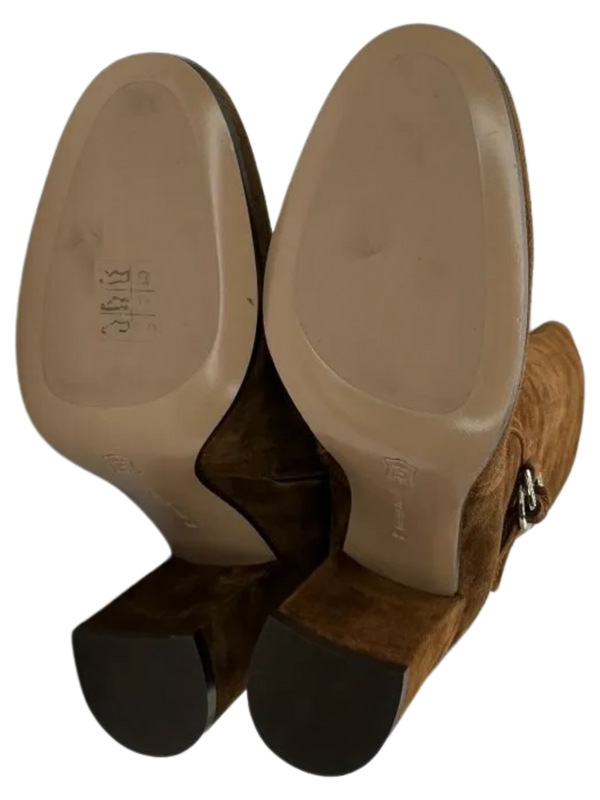 Gianvito Rossi $1200 Rust Suede Knee High Buckle Boots 39/9 - NEW